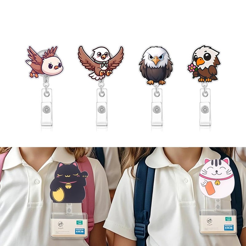 Cinpudo Cute Bald Eagle Badge Holder Reel,Funny Bald Eagle Badge Reel, Work Badge Holder Retractable Clip, ID Badge Reels Clip Card Holder for Office Worker, Doctor, Nurse,Teacher,Kid,Student and Children - Image 1